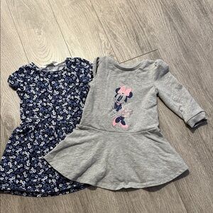 Disney Gray and Blue Character Print Kids Dress Set sz 2T good condition